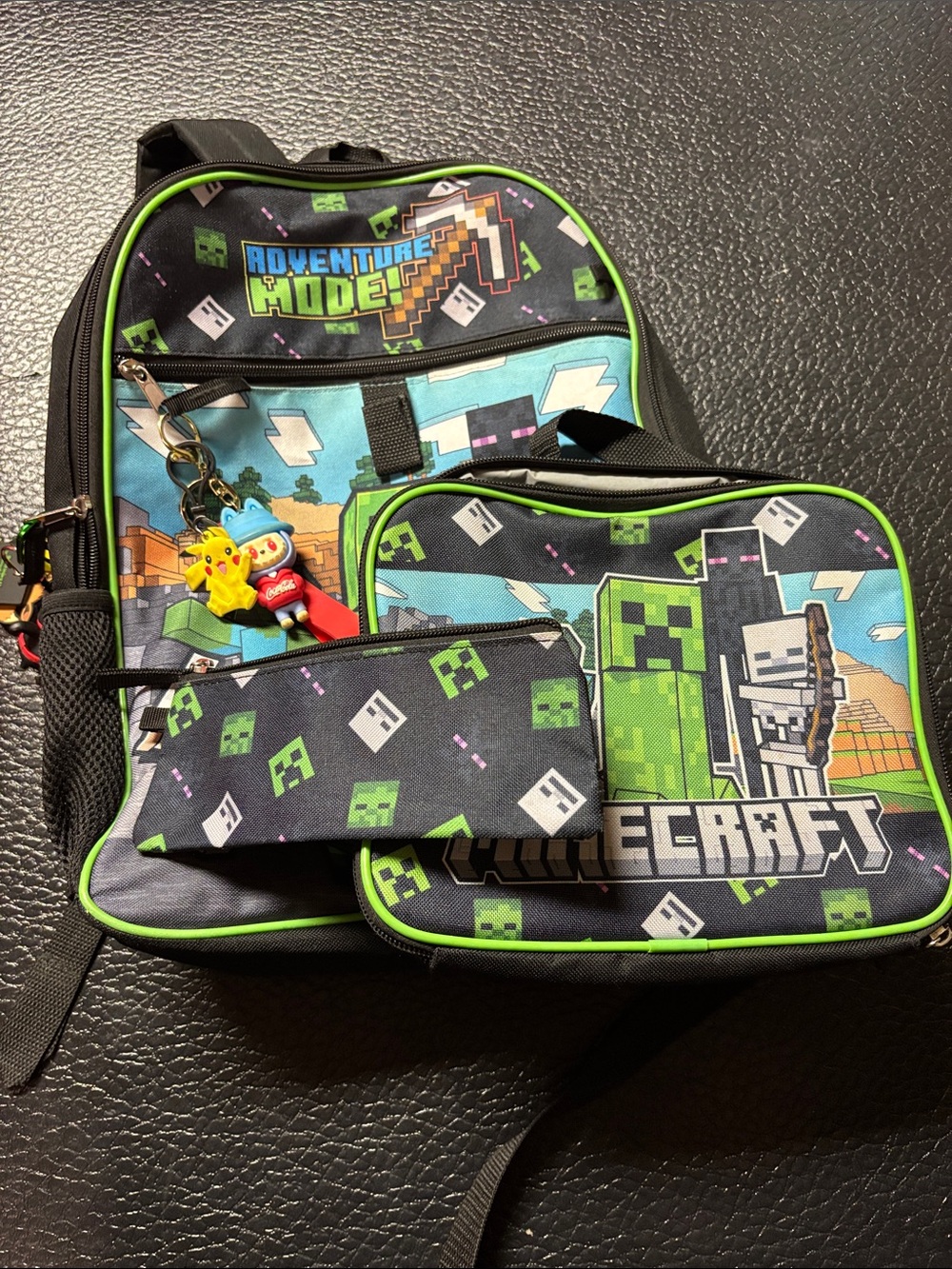 Minecraft Kids 3-Piece Backpack Set - Black & Green